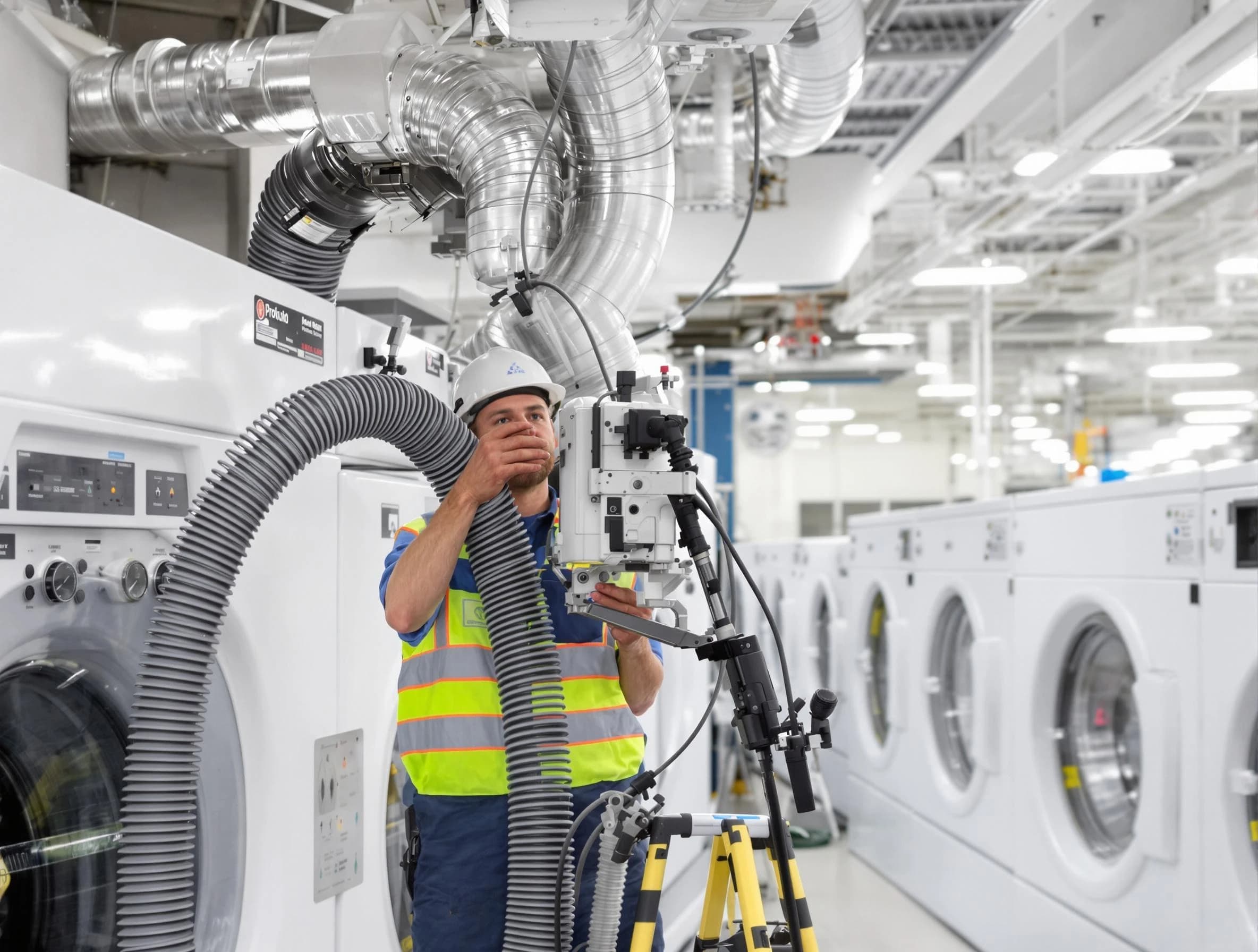 Lehi Dryer Vent Cleaning team performing commercial-grade dryer vent cleaning at a business facility in Lehi