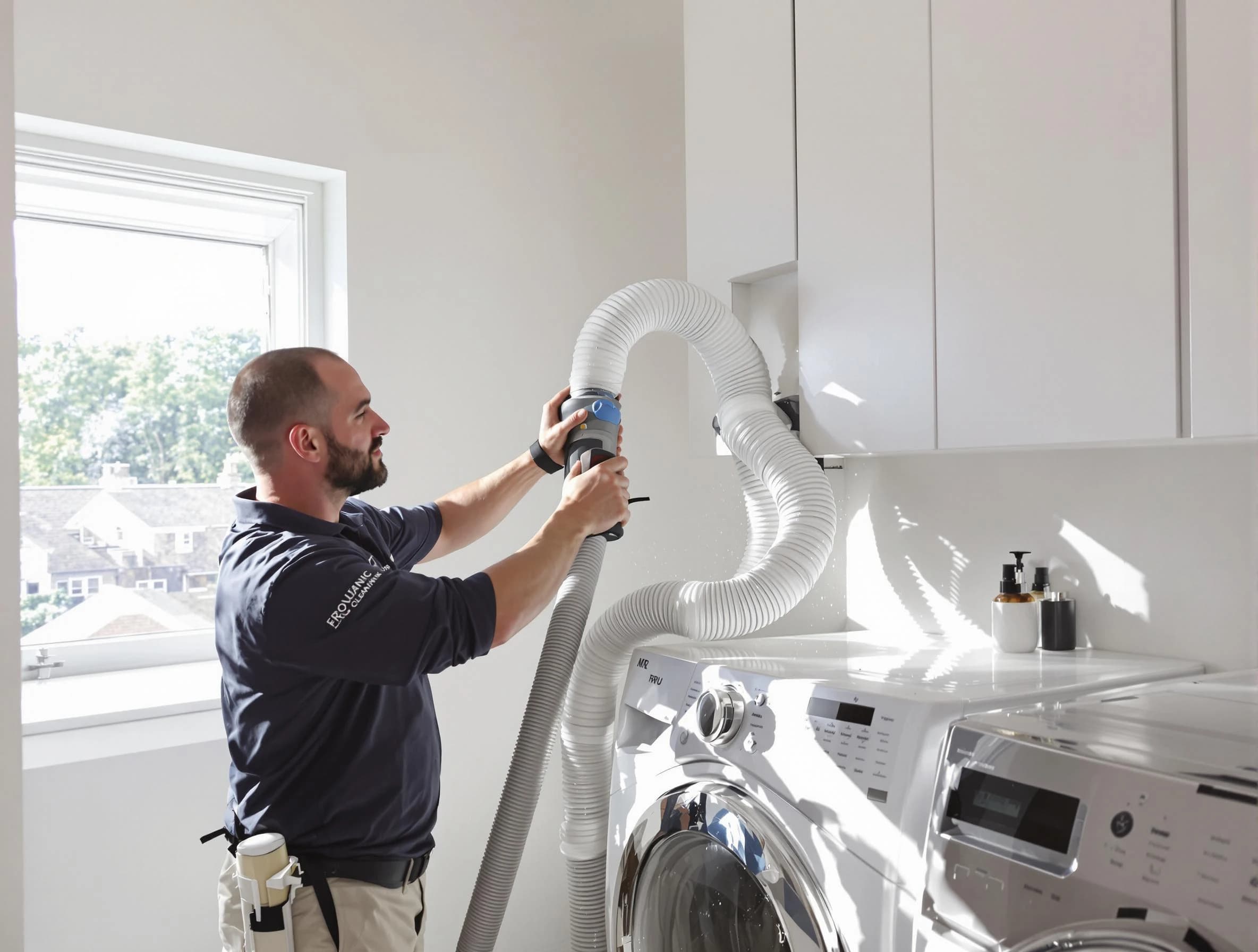 Certified Lehi Dryer Vent Cleaning technician performing dryer vent cleaning in Lehi