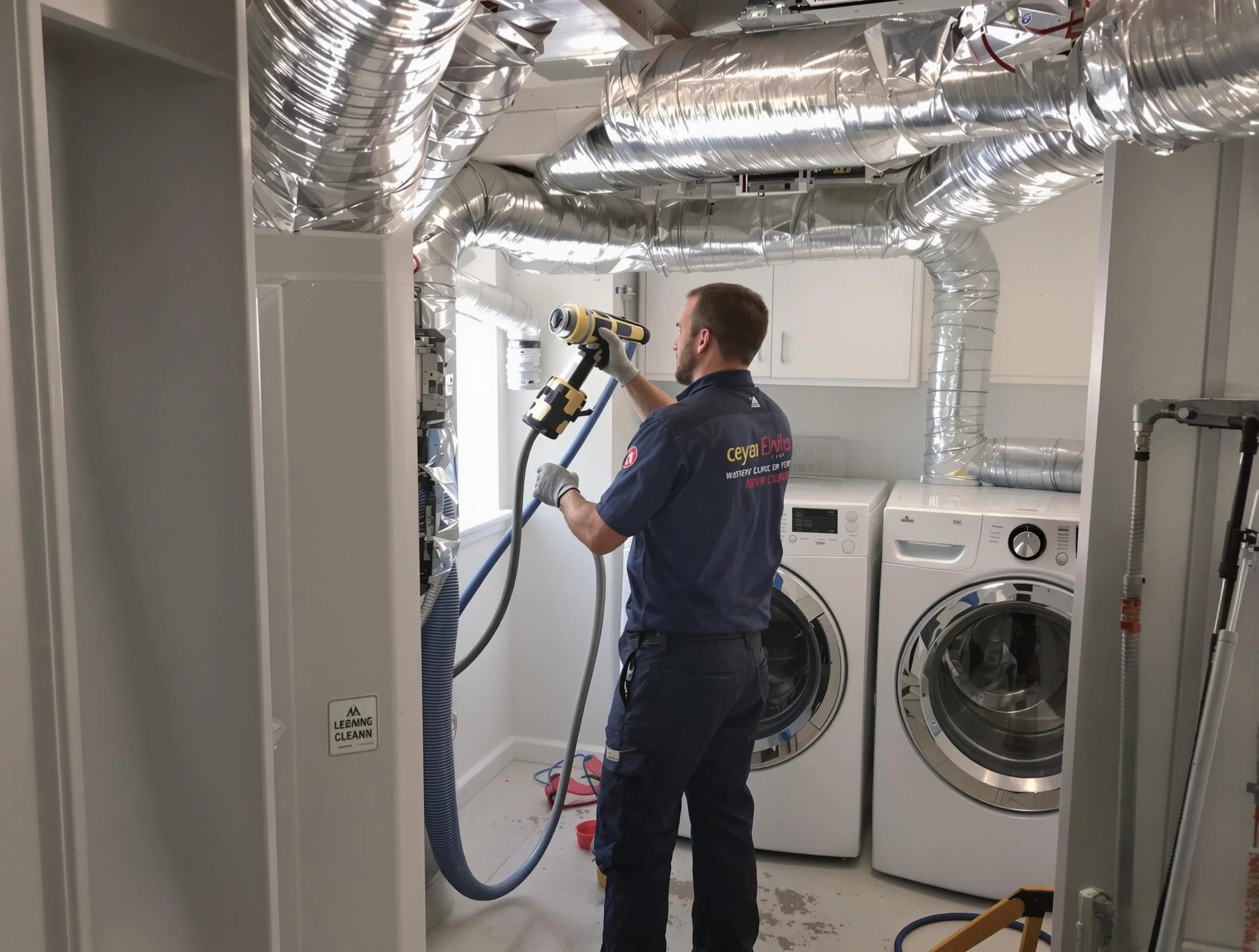 Lehi Dryer Vent Cleaning specialist using advanced equipment for thorough duct cleaning in Lehi