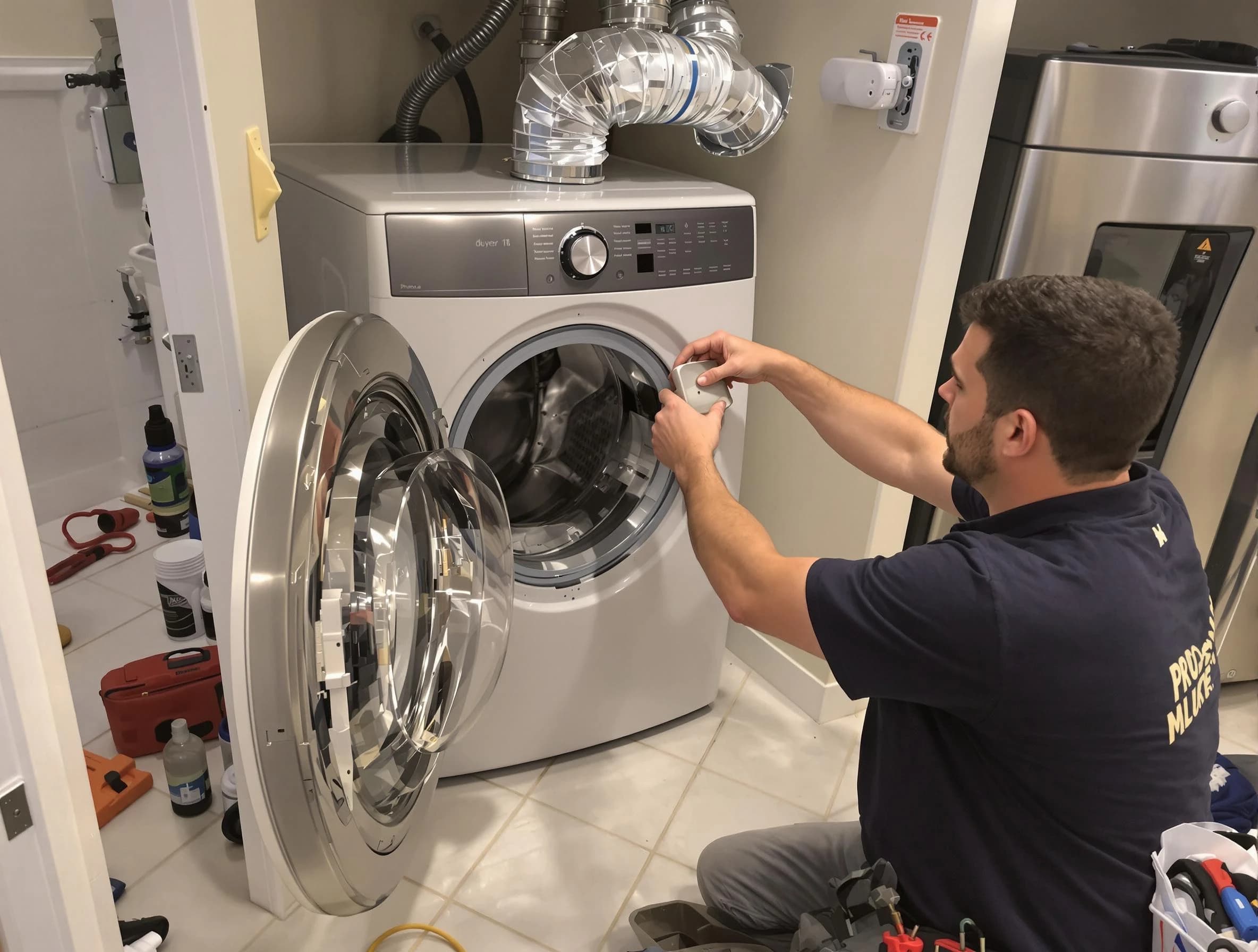 Lehi Dryer Vent Cleaning technician performing precise dryer vent hose installation in Lehi