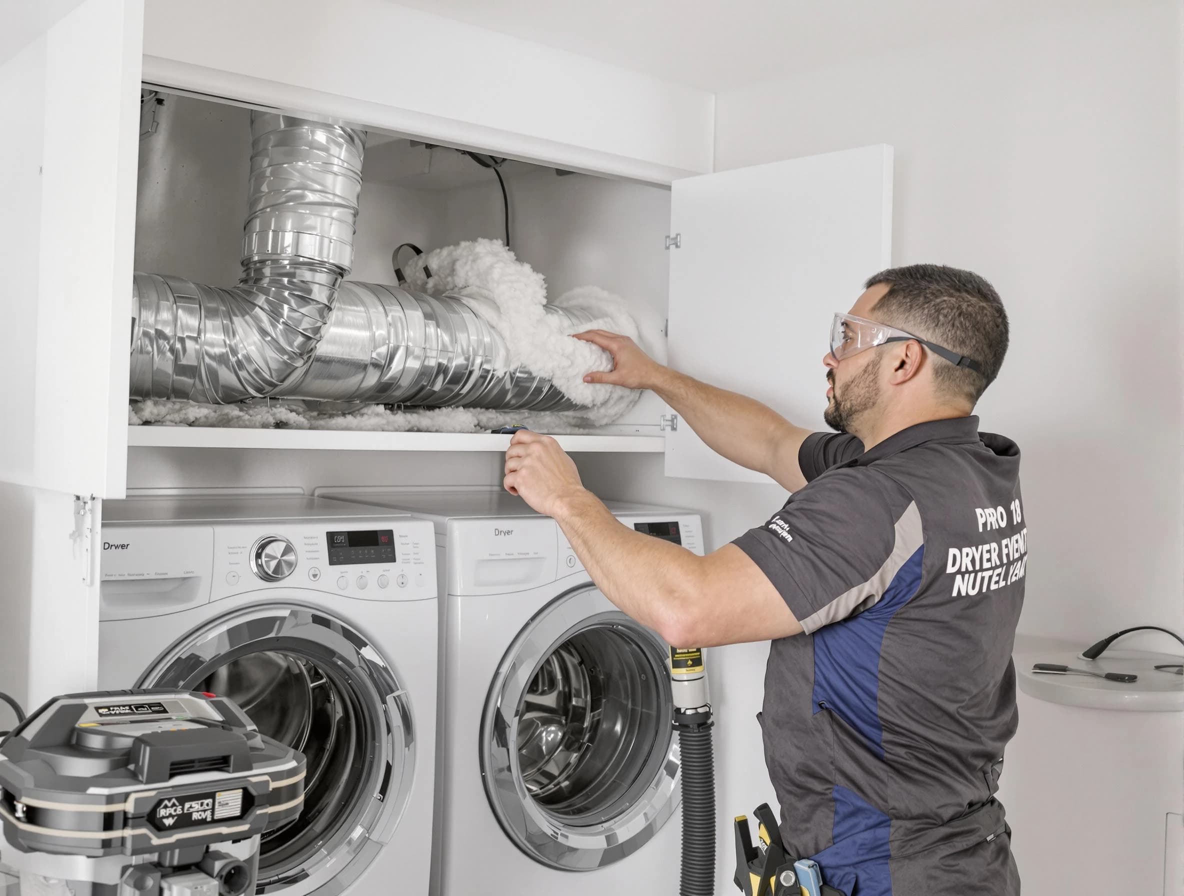 Lehi Dryer Vent Cleaning certified technician performing specialized gas dryer vent cleaning in Lehi