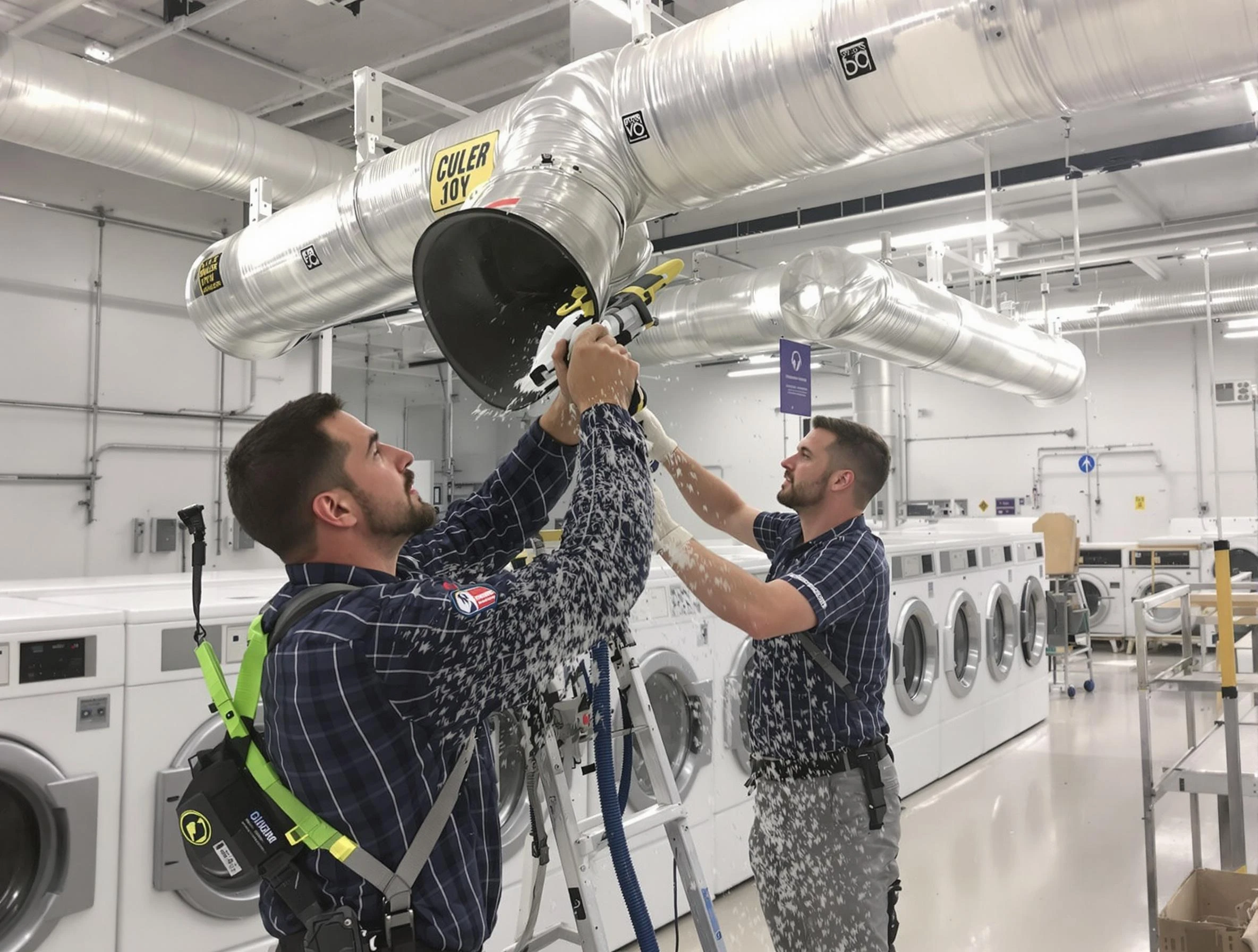Lehi Dryer Vent Cleaning team performing large-scale commercial dryer vent cleaning in Lehi