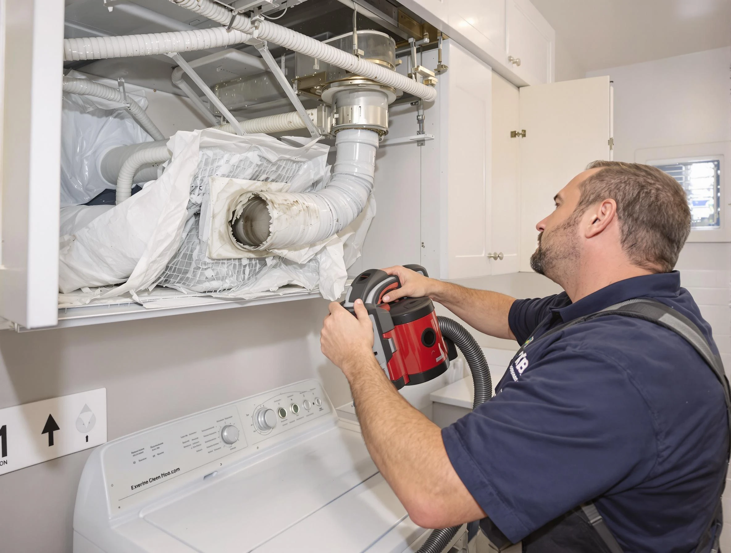 Lehi Dryer Vent Cleaning technician performing professional exhaust vent cleaning at a residential property in Lehi
